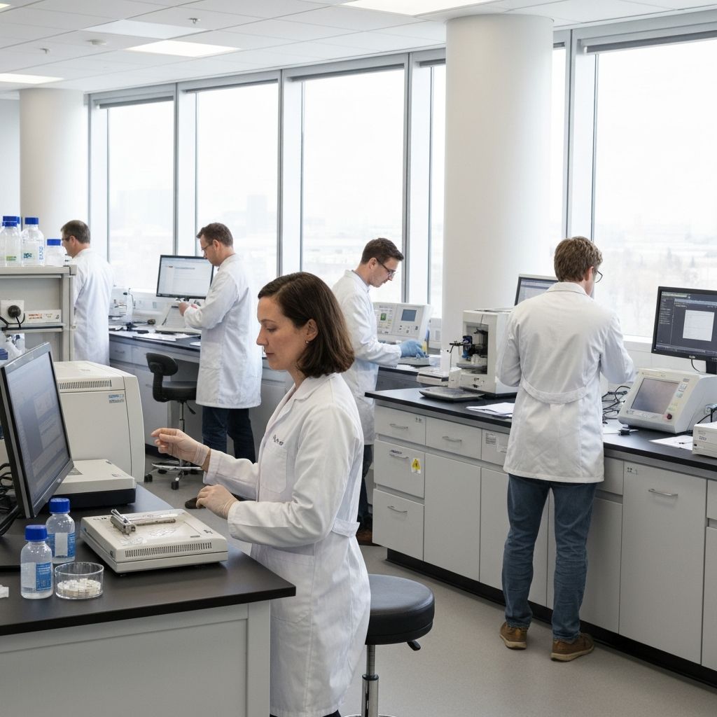 Scientists working in the HydroChrom Technologies laboratory